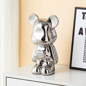 Yundu Ceramic Piggy Bank For Kids And Adults - Coin Bank For Girls And Boys - Silver Love Bear Decoration - Modern D  Cor, Hypeb