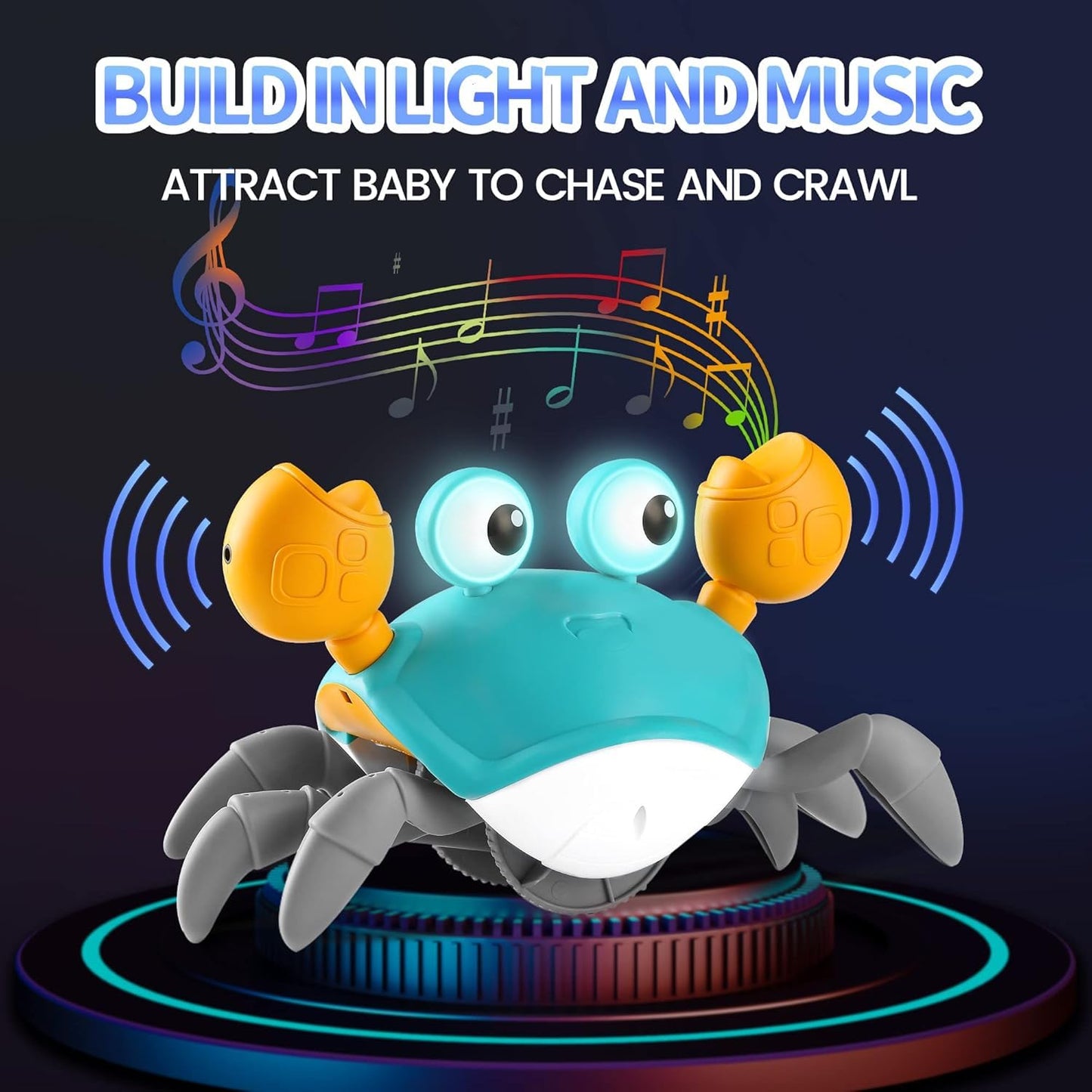 Crawling Crab Baby Toy Infant: Tummy Time Toys For Babies 3 6 9 12 18 24 36 Months, Walking Dancing Sensing Crab For Toddler 1 2 3 4 Year Old, 1St Music Birthday Gifts For Boys Girls