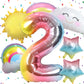 Rainbow Balloons 2Nd Birthday Decorations For Girls, Rainbow Birthday Balloons Set 2 Year Old Birthday Decorations With Sun Rain