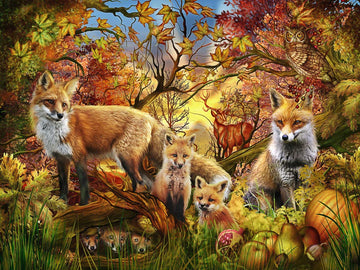 Vermont Christmas Company 550 Piece Autumn Foxes Jigsaw Puzzle - Copper Material
