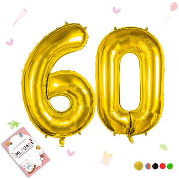 Smlpuame 40 Inch Number Balloon 0-9 Gold Large Number 60 Balloons,Digital Balloons For Birthday Party Celebration Decorations Su