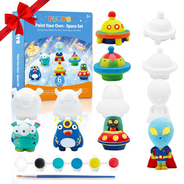 Funto Paint Your Own Space Kit Painting Kit, 13 PCS Arts and Crafts Set for Kids, STEAM Project Creative Activity DIY Toys Gift 