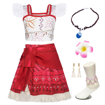 WonderBabe Girls Adventure Outfit Girls Top with Skirt Princess Dress Up Outfit Cute Dress Birthday Christmas Party Costume with