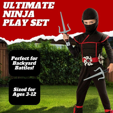 Liberty Imports Ninja Warrior Toy  Role Playset - Kids Pretend Play Dress Up Costume Accessories Set for Children Pretend Play Battles (Set 1)