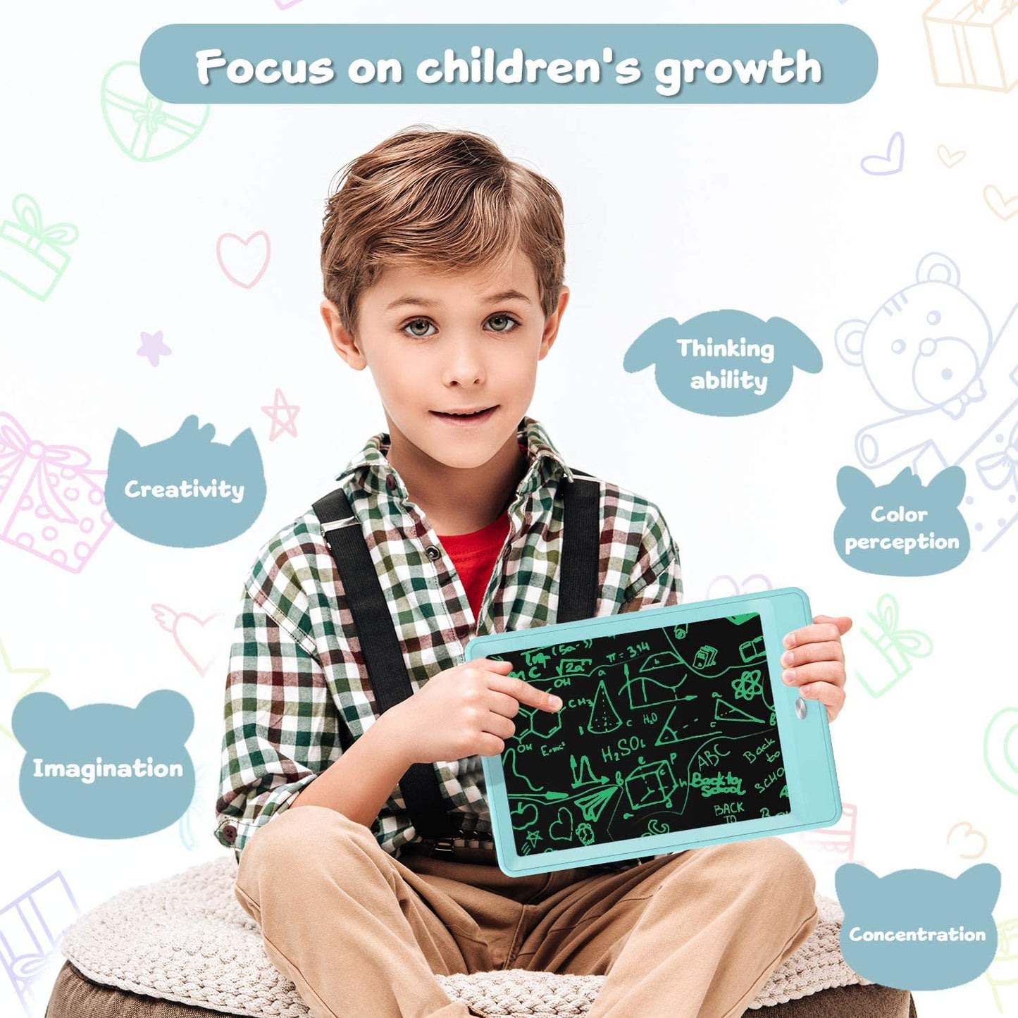bravokids 10 Inch LCD Writing Tablet for Kids, Erasable Drawing Tablet for Toddlers, Doodle Board for Boys, Learning Painting Pa