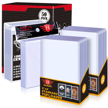 50 Count Toploaders Card Sleeves And 200 Count Clear Soft Sleeves For Trading Card, Protective Sleeves Holder Fit For Stardard Cards, Baseball Card, Sports Cards, Mtg