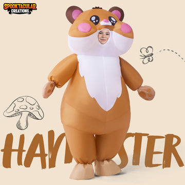 Spooktacular Creations Kids Halloween Inflatable Costumes  Full Body Hamster Blow-up Costume with a pair of Gloves  Cute Hamster Inflatable Suit for Halloween Cosplay Parties