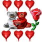 8 Pcs Red Heart Balloons Love Bears Balloons Red Flower Rose Balloons For Valentines Day Decorations Bridal Shower Wedding Party