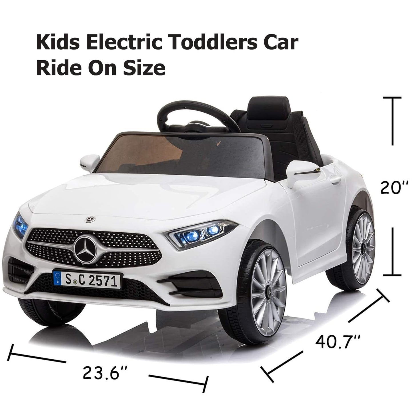FXIONA Kids Electric Cars for Toddler Ride On with Parent Remote Control Vehicles for Girl and Boy Ride in 12V Battery Power 4 Wheels Mercedes Benz Big Toys Baby Toddler Car Music Light 3 Speed(White)