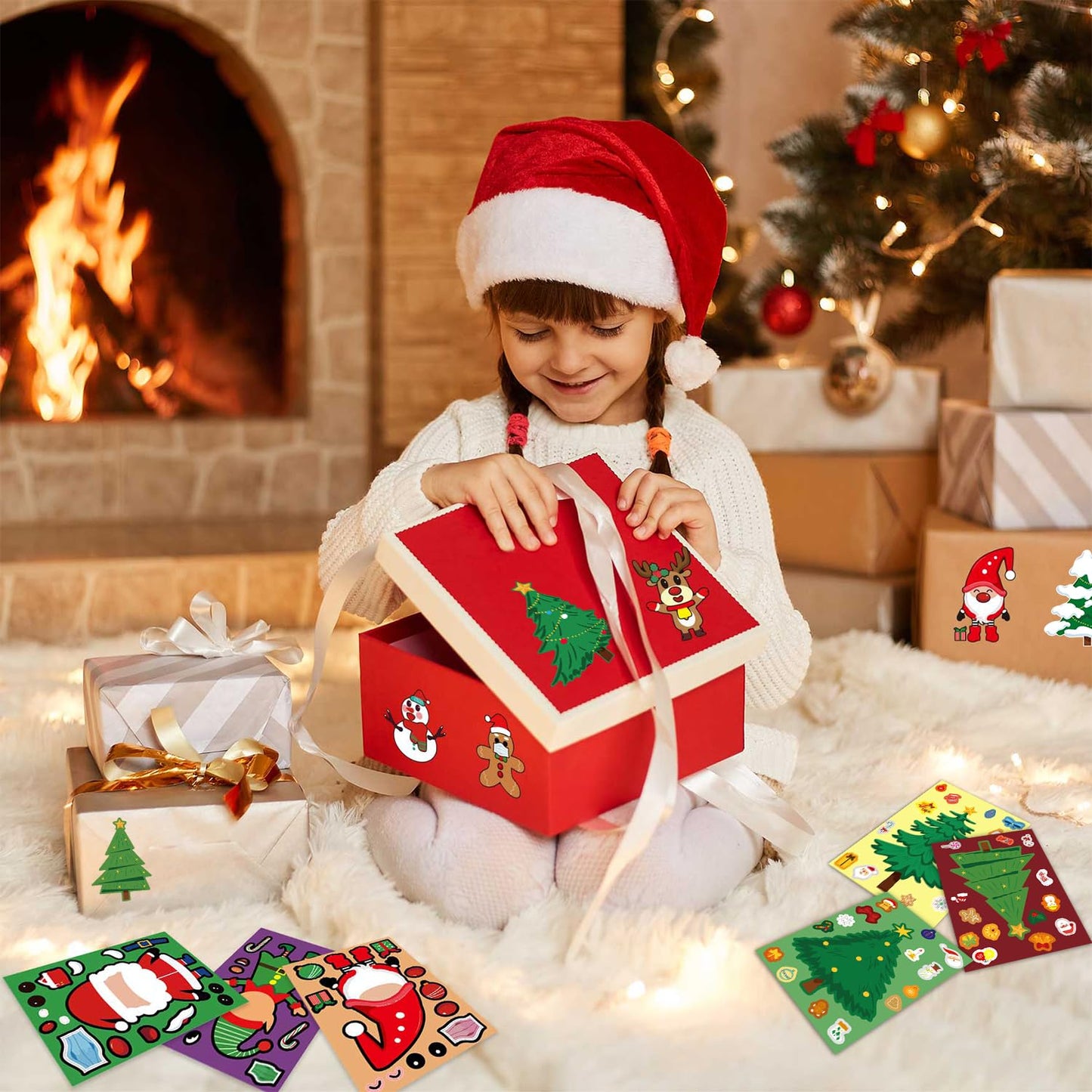 Smilinfit Christmas Stickers For Kids, 36 Sheets Make Your Own Christmas Crafts Activities Sticker For Kids Boys Girls, Christma