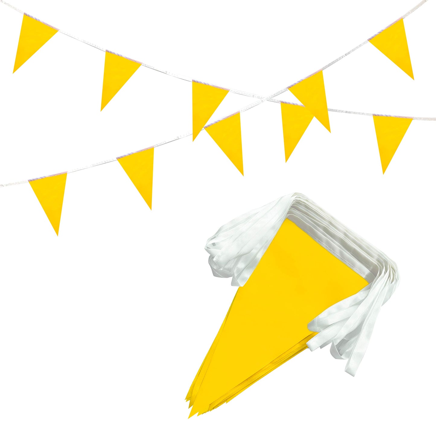 Tsmd Solid Yellow Pennant Banners Flags String Diy Bunting Flags,Party Decorations For Grand Opening,Kids Birthday,Party Events