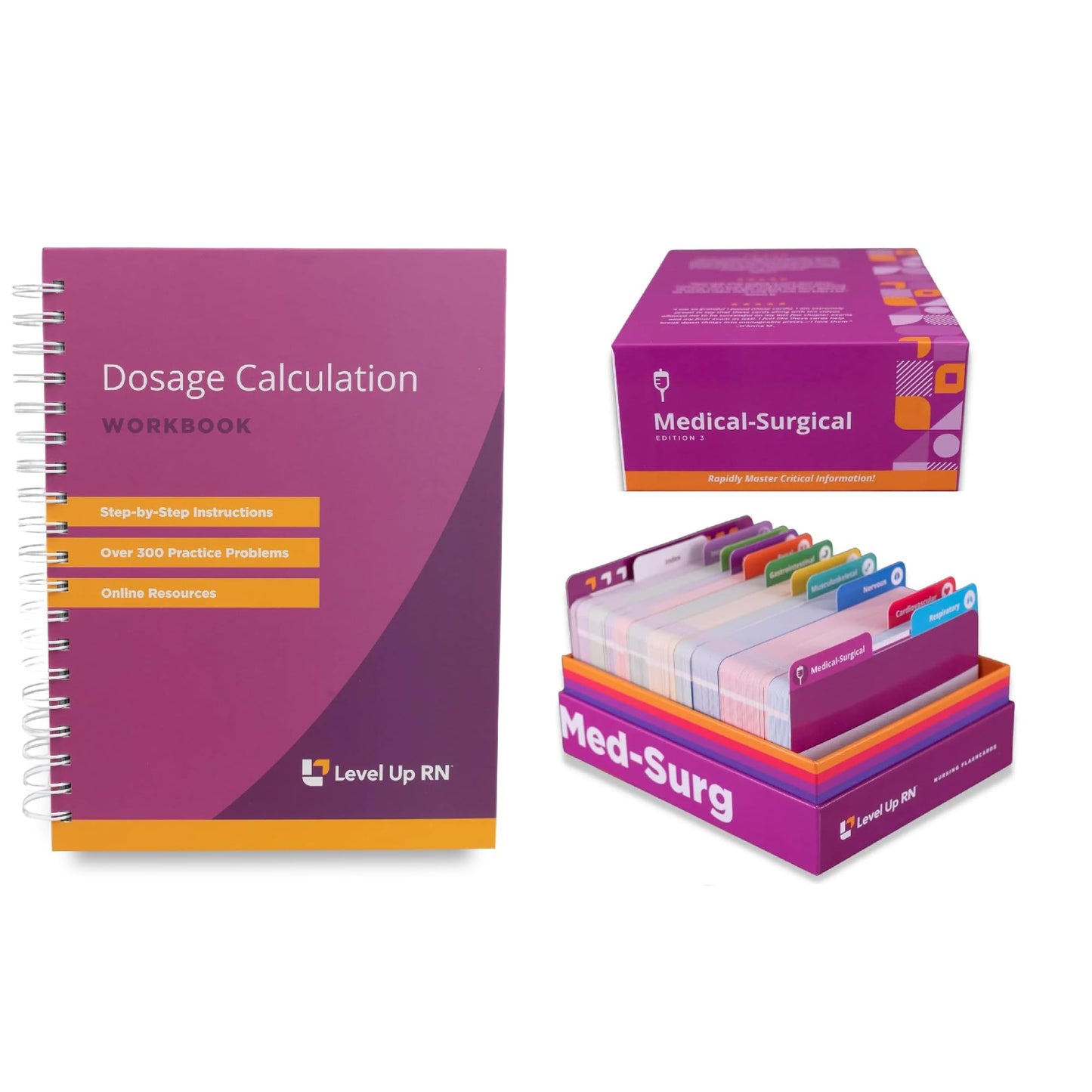 Medical Surgical Flash Cards + Dosage Calculations Workbook  20252026 Nclex Ati Hesi Test Preparation