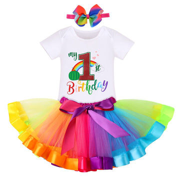 One In A Melon Outfit Girls Baby Watermelon 1St Birthday Outfits Cake Smash Romper Rainbow Tutu Skirt Headband Summer Hawaiian W
