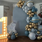 Paready Dusty Blue Green Balloons - Rubber, Boho Birthday & Wedding Decorations, Sage Green & Metallic Gold