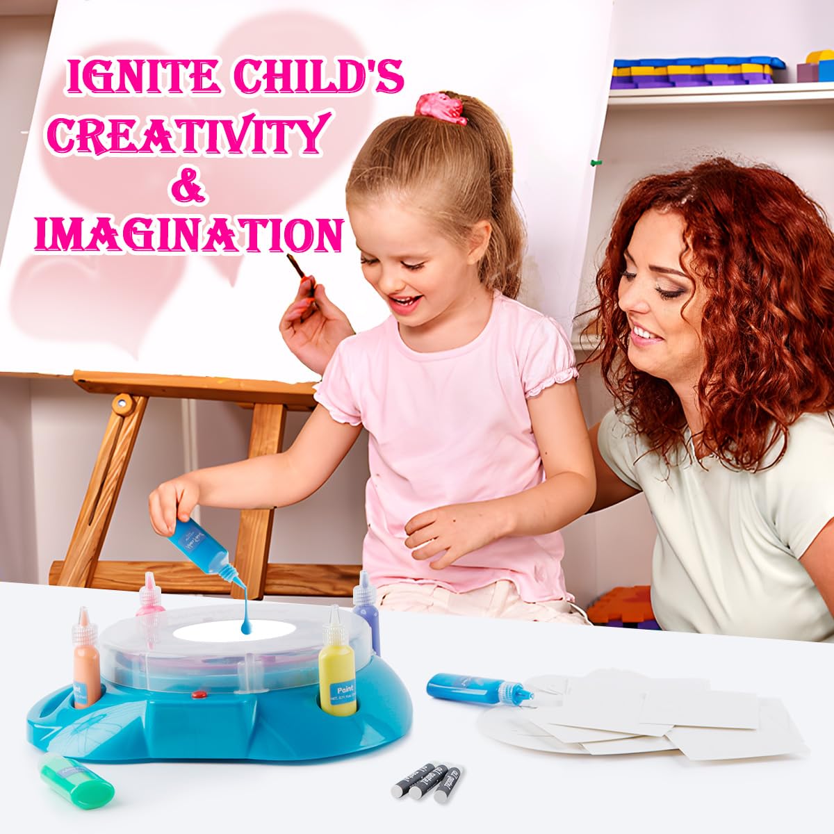 Wings Giant Paint Spin Art Machine Kit for Kids, Paint Spinner with Splatter Guard, Thicker Painting Spinner Arts & Crafts Gifts