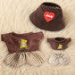 17 cm Doll Clothes  3-Piece Set Stylish Clothes for 17cm Doll  enhanced Outfit with Accessories for Doll- Red Heart Brown Hat & Brown Bear Tshirt & Coffee Plaid Pants (NO Doll)