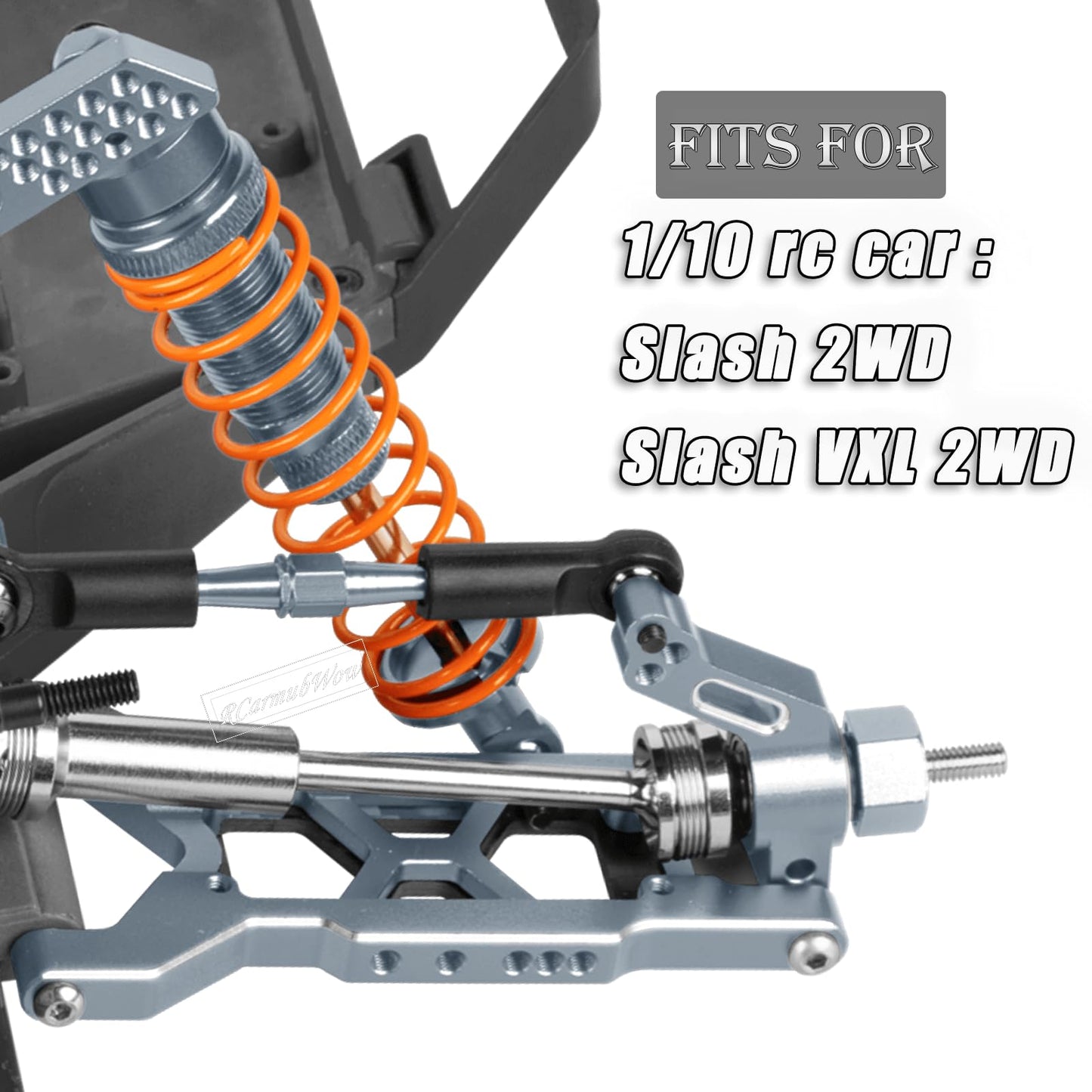 Rcarmubwow Rc Upgrades Part For 1/10 Slash 2Wd,Slash 2Wd Vxl,Alloy Aluminum Front Rear Suspension Arms,Front Steering Block,Rear