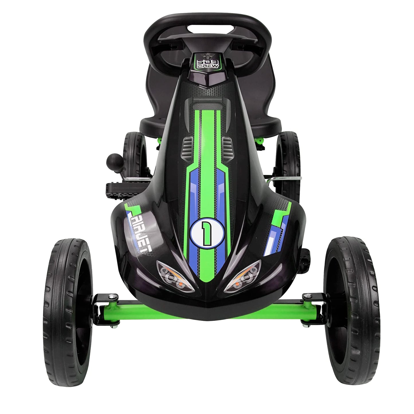 509 Crew Air Jet Pedal Go Kart - Green - Kids, Sporty Graphics on The Front Fairing, Adjustable Bucket Seat, 4 Spoke Rims w/ 10
