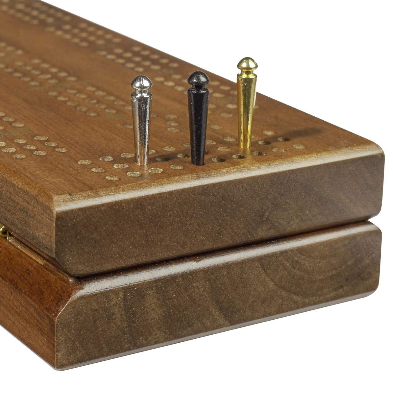 We Games Easy-Grip Metal Cribbage Board Pegs And Velvet Pouch - Set Of 6 Pins (2 Gold, 2 Silver, 2 Black)