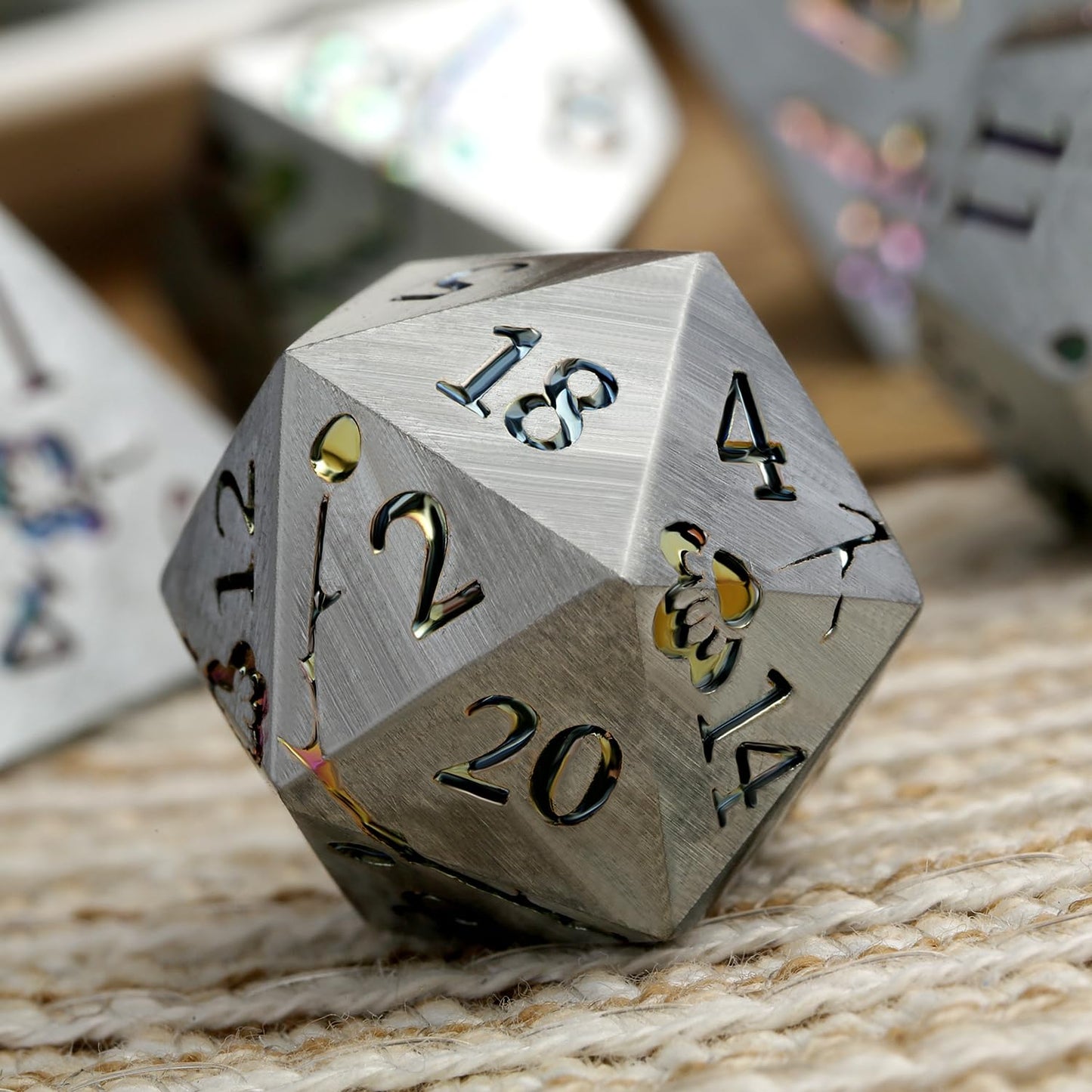 DNDND Rainbow Flower Metal Dice Set, 7 PCS Metallic Flowers DND Dice with Grogeous Gift Case for D&D Dungeons and Dragon Tableto