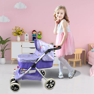 Anivia Dolls Pram, Doll Pushchair, 2 in 1 Stroller Dolls Pushchair Pram Toys Gift for Kids, Suitable Dolls Up to 18 inch