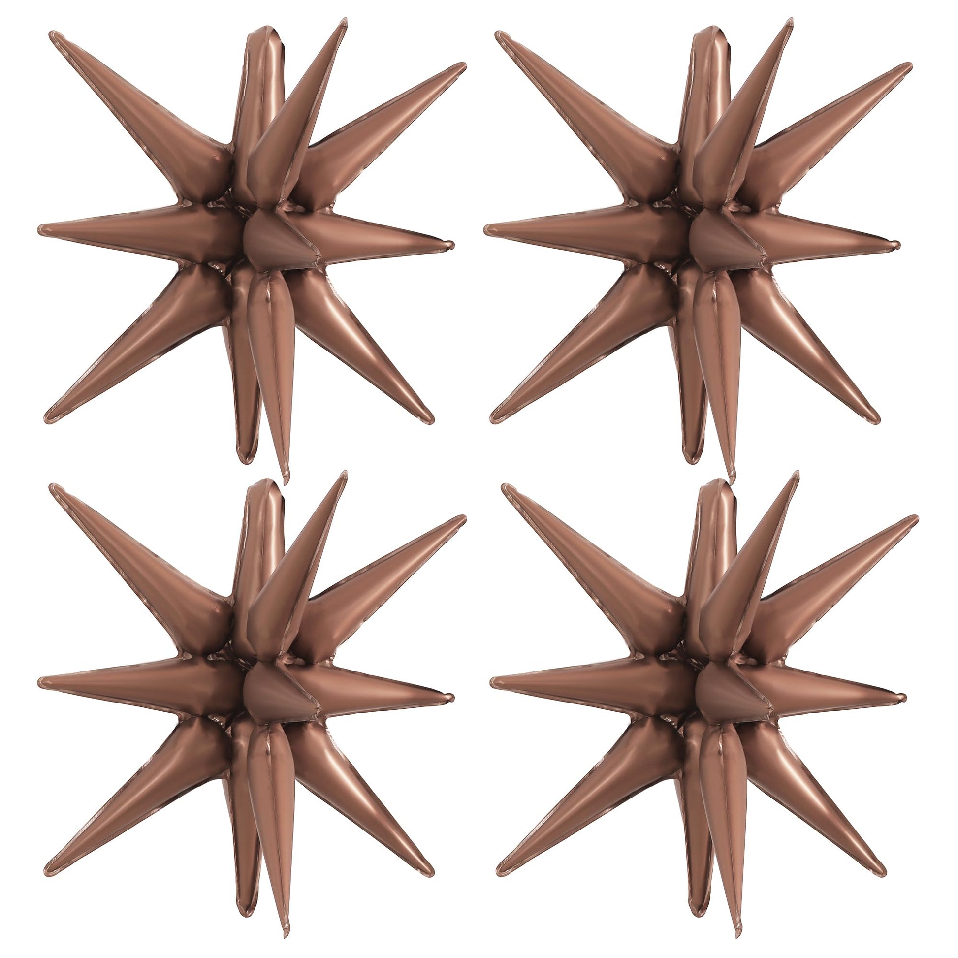 TONIFUL 4 Pcs 22inch 4D Chocolate Explosion Star Mylar Brown Balloons for Party Backdrop Christmas,New Year,Thanksgiving, Birthd