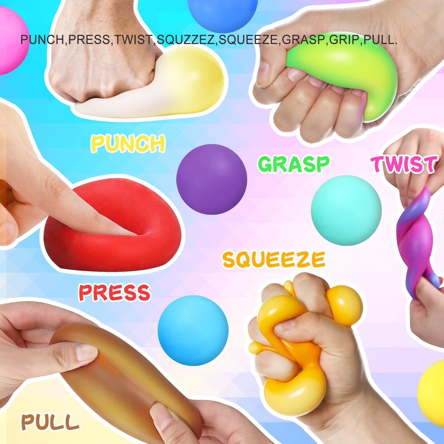 40Pcs Stress Balls Bulk for Kids and mature-themed   Slow Rising Stress Balls Fidget Toys Stretchy Dough Balls  Stress Relief Squish Balls  Sensory Squishy Ball for Classroom Prize Goodie Bag Stuffers