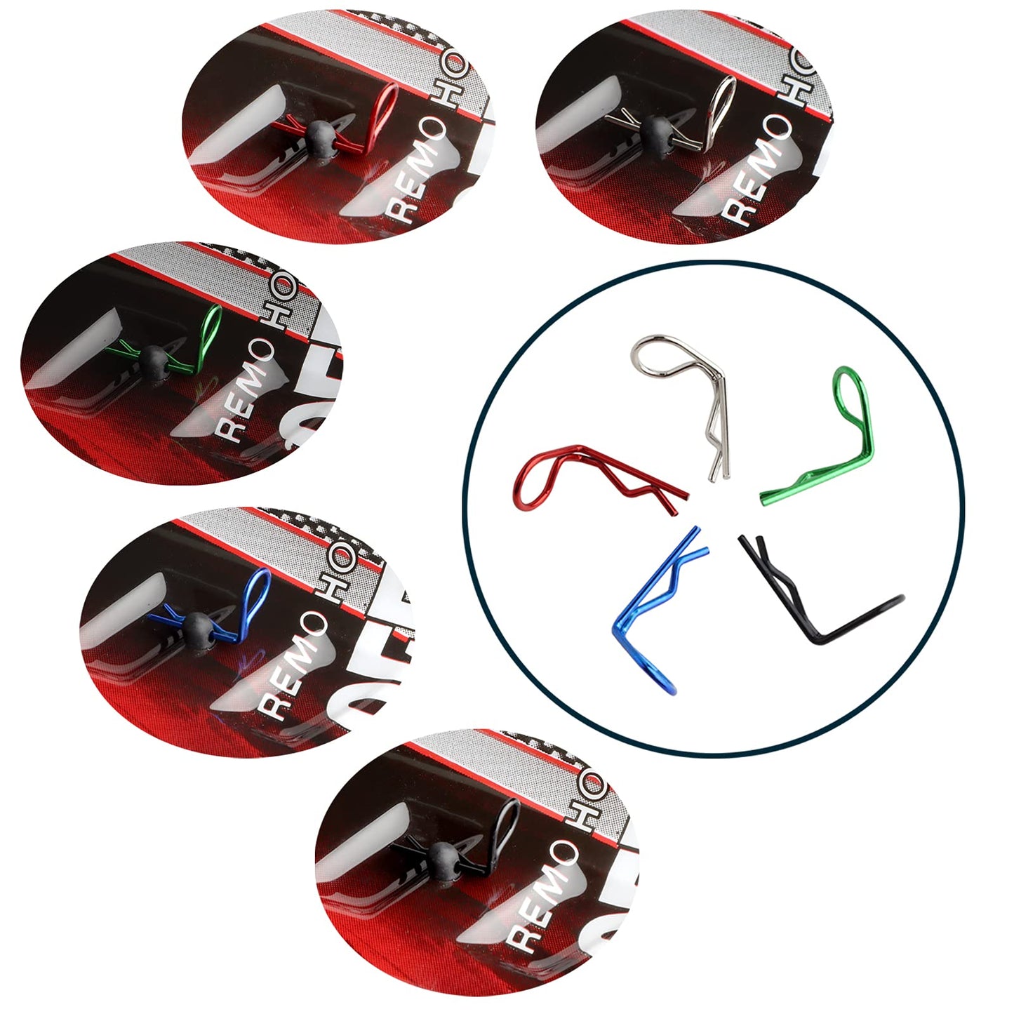 GDOOL 50 Pieces 90-Degree Angle Body Clips Bent Springy Pins & RC Car Clip Pin Steel Wires for 1/8 1/10 1/12 Scale RC Model Cars