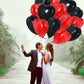 TONIFUL 30Pcs 18 Inch Red Black Heart Balloons Valentines Day Heart Shape Foil Mylar Balloons Decoration for Romantic Valentine