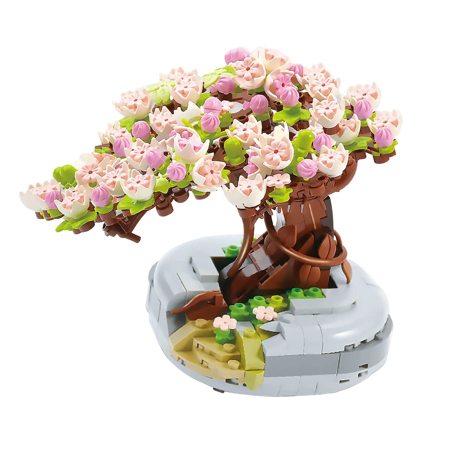 MEIEST Mini Building Blocks Sakura Plant Bonsai Model Set Creative DIY Simulation Cherry Blossom Flower Botanical Collection Construction Building Bricks Toy for Kids mature-themed Home Decor