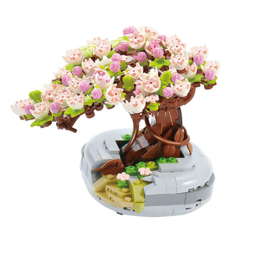 MEIEST Mini Building Blocks Sakura Plant Bonsai Model Set Creative DIY Simulation Cherry Blossom Flower Botanical Collection Construction Building Bricks Toy for Kids mature-themed Home Decor