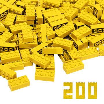 Unirolic Classic Building Bricks, 200 Piece 2X4 Building Blocks Stem Creative Building Toys Compatible With All Major Brands, Moc Building Bricks Diy Play Set For Kids Age 6+ (Yellow)
