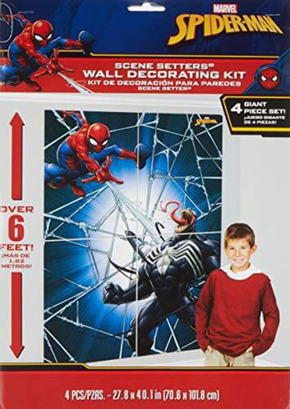 Amscan 671171 Spider-Man Webbed Wonder Scene Setter with Props, Birthday 4 ct, 59 x 65, Multicolor