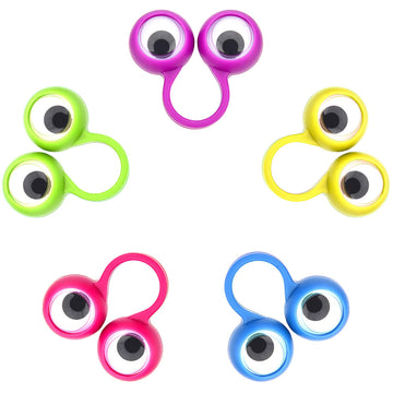 Frienda 30 Pieces Eye Finger Puppets Eye On Rings Googly Eyeball Ring Party Favor Toys For Kids, 5 Colors (Small Size)