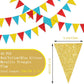 45 Pieces Colorful Pennant Flags - 49Ft Carnival Theme Party Garland Banner Yellow Blue Red Glitter Paper Pennant Triangle Bunti