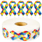 DECYOOL 800 Pcs Autism Awareness Stickers, Autism Ribbon Shaped Stickers Roll Colorful Puzzle Autism Acceptance Stickers Labels 
