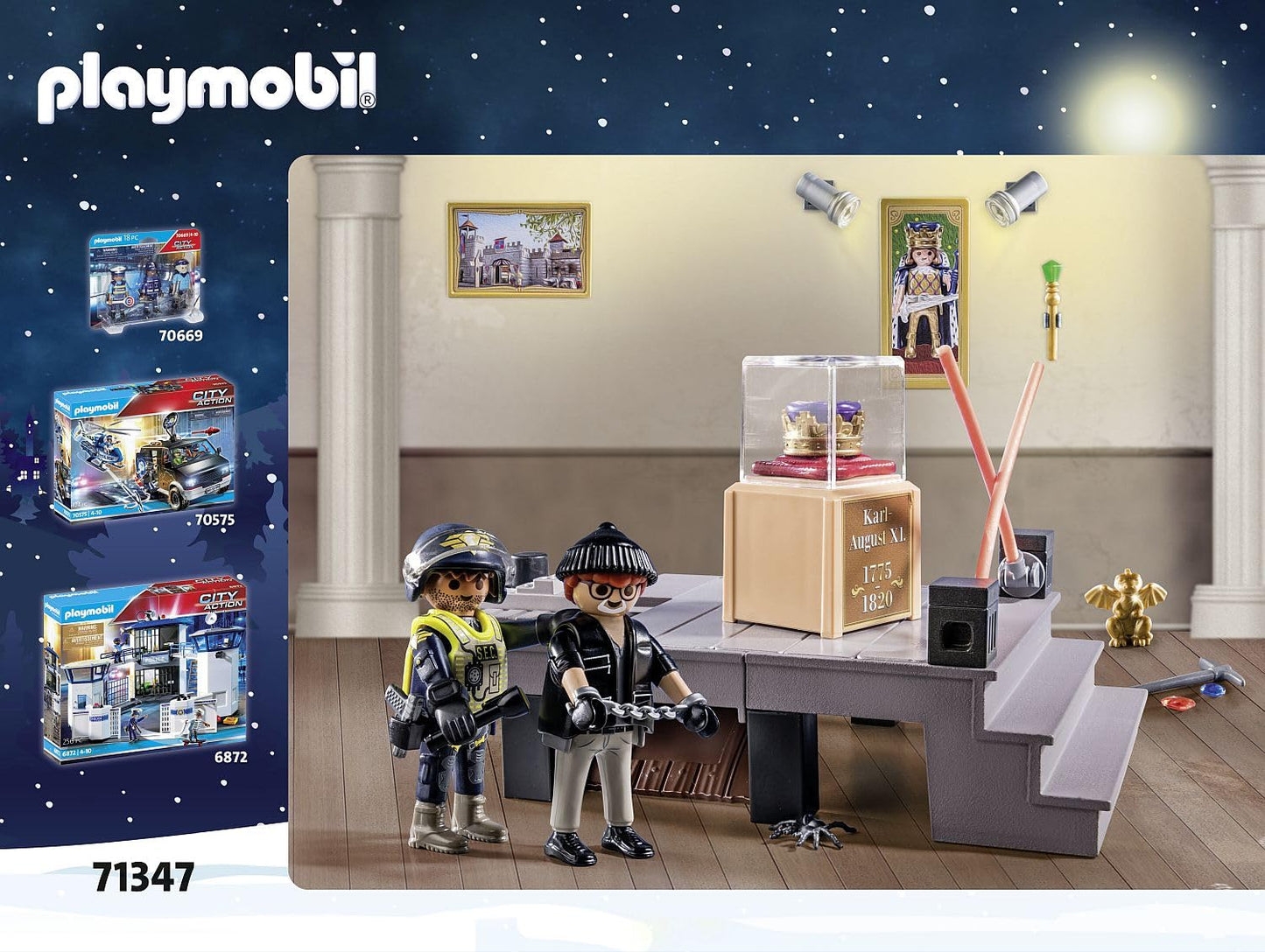 Playmobil Advent Calendar - Police Museum Theft, One Size, Multicolor, Model 71347, Plastic