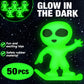 Croblissful 50 Pcs Glow In The Dark Alien Figures Small Tiny Rubber Mini Aliens Figurine Miniatures For Space Party Favors Hallo