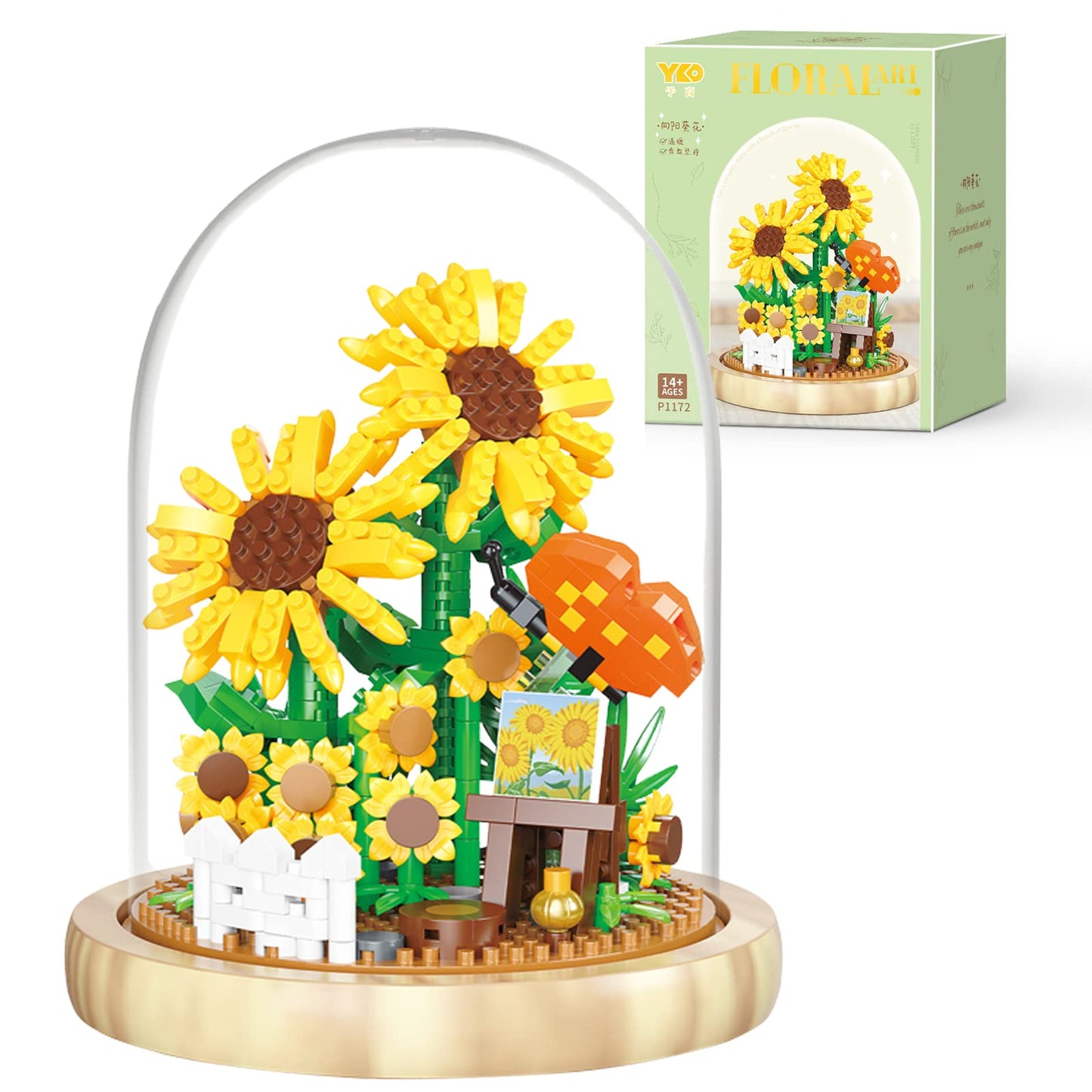 Oltlyunh Flowers Bouquet Building Blocks Set,Mini Bricks Artificial Flower Set,Diy Sunflower Botanical Collection,Bonsai Tree Fr