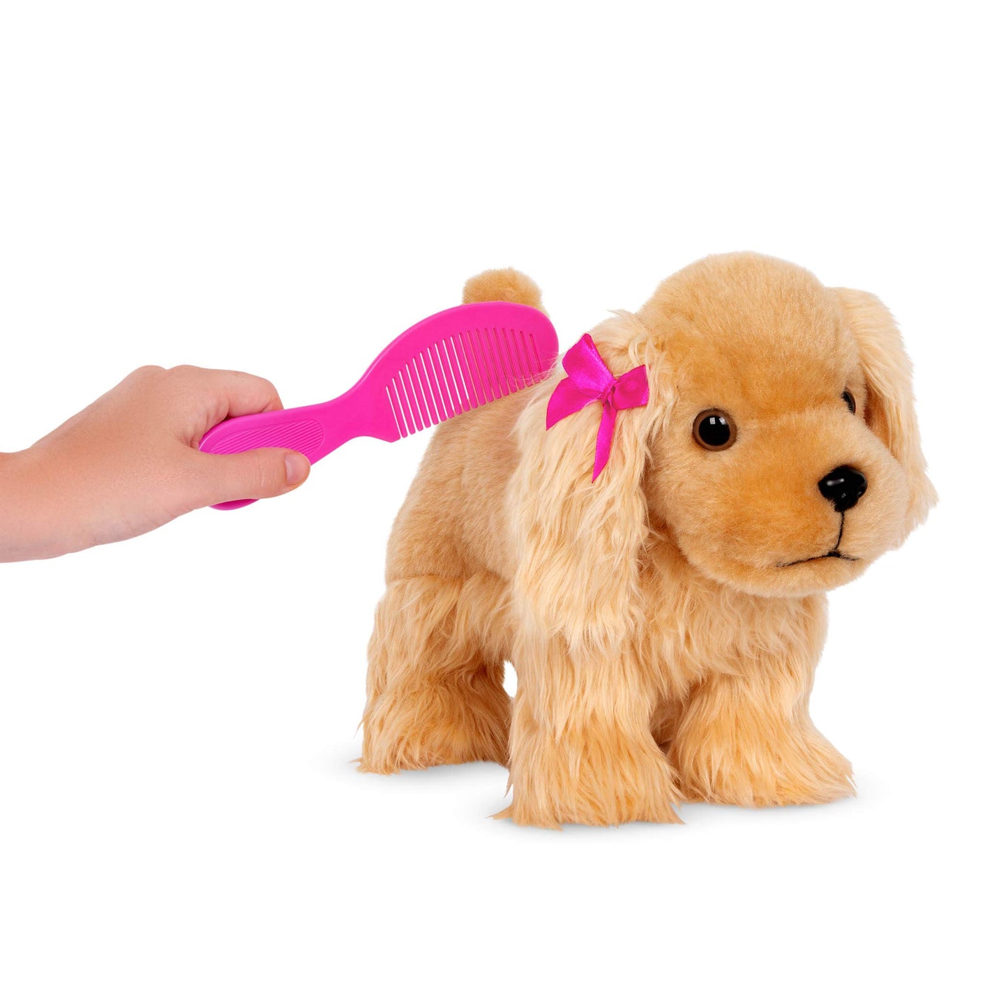 Pucci Pups - Gold & Pink Heart Print Glam Bag W/Cocker Spaniel, 8 Inches