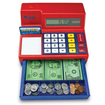 Learning Resources Pretend & Play Calculator Cash Register, 73 Pieces, 5 3/4H x 9 1/2W x 10 1/2D