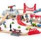 Hape City Railway And Train Bucket Set Toy With Hoisting Magnetic Crane For Trains, Trucks, And Cargo For Kids Ages 3 And Up, Multicolor