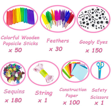 Vlusso Arts And Crafts Supplies For Kids Diy Craft Kits Art Supplies Materials Kids Crafts Set With Pipe Cleaners Craft Box Preschool Homeschool Toys Gift For Kids Boys And Girls Age 4 5 6 7 8