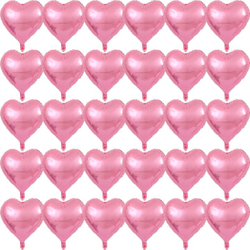 30 Pcs Pink Heart Balloons 18 Inch Foil Heart Shaped Balloons Helium Mylar Balloons Foil Balloon For Women Kids Valentines Day D