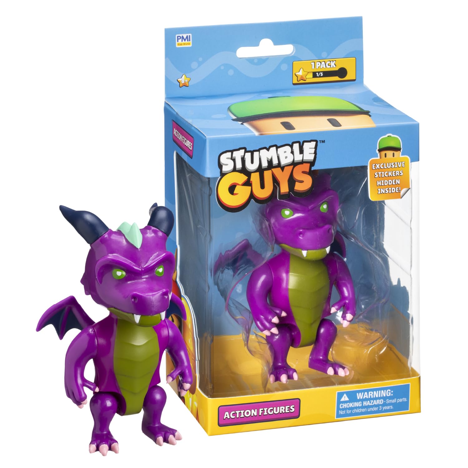 Stumble Guys Series 2 | Articulated Action Figure - 4.5 Collectible Toy | 1-Pack Window Display Box with Hidden Stickers | 4 Unique Characters to Collect (Dusk Dragon)