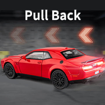 Ymhat Toy Cars 1/32 Dodge Challenger Die Cast Metal Toy Cars Hellcat Toy Car With Sound And Light Pull Back Hellcat Car For 3+ Y