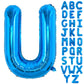Toniful 40 Inch Large Blue Letter U Balloons Giant Alphabet Letter Balloons,Foil Mylar Big Balloons For Birthday Party Anniversa