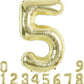 Toniful 40 Inch Light Gold Large Numbers Balloon 0-9 Birthday Party Decorations,Foil Mylar Big Number 5 Balloon Digital 5 For Bi