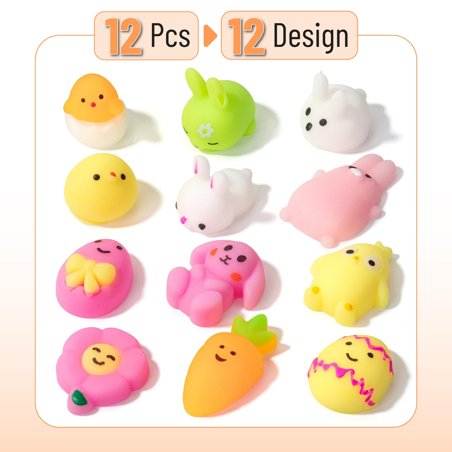 Mr. Pen- Easter Squishy Toys for Kids, 12 Pack, 12 Designs of Easter Squishies for Kids