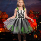 Obeeii Kids Girls Halloween Costume Black White Stripe Tulle Tutu Dress With Headband Set Carnival Fancy Dress Black White Strip